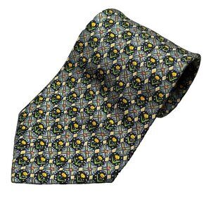 Hermes Tie Sunflower Pattern 100% Silk Made in France Satin 4"
